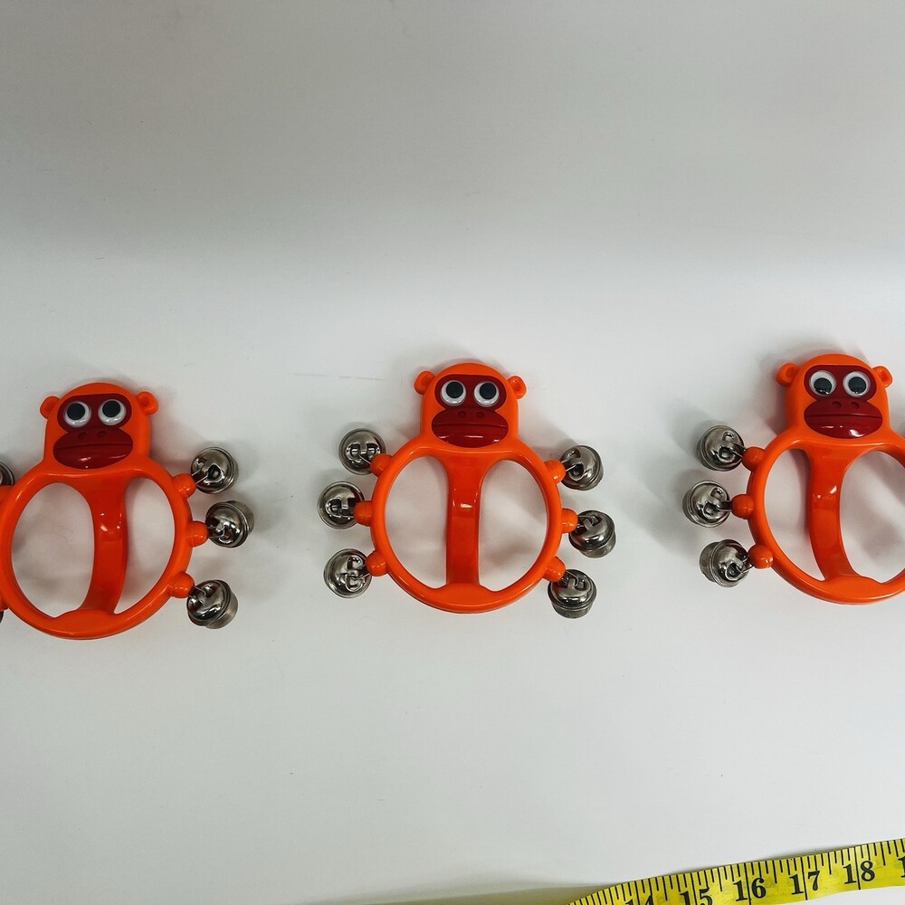 3-lot of Monkey Hand Jingle Bell Rattle Shaker Percussion Instruments Musical